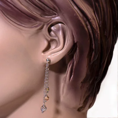 Tricolor oorbellen | Zilveren dames oorbellen tricolor | Diamond cut dames oorbellen