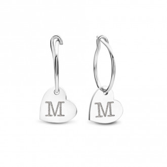 Zilveren initiaal oorbellen