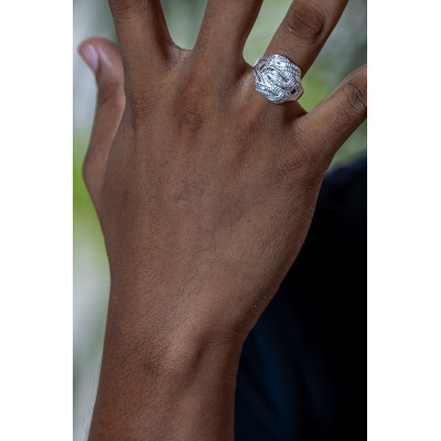 Zilveren mattenklopper ring diamond cut | Surinaamse mattenklopper ring