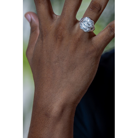 Zilveren mattenklopper ring diamond cut | Surinaamse mattenklopper ring