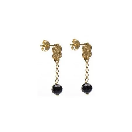 Mattenklopper oorbellen zwarte kraal | Ogri ai kralen mattenklopper | Surinaamse oorbellen | Surinaams goud