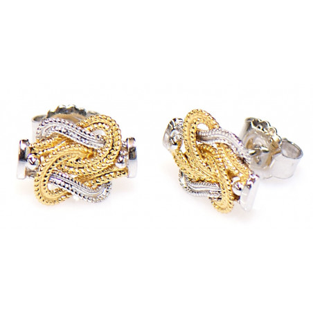 Exclusieve mattenklopper oorbellen zilver goud bi color | Surinaamse mattenklopper oorbellen