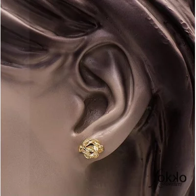 Gouden mattenklopper oorbellen | Mattenklopper oorbel goud