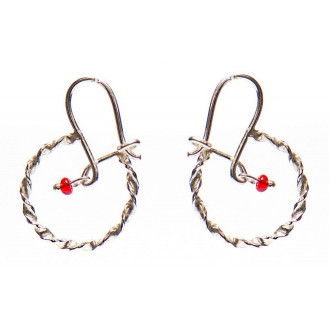 Surinaamse oorbellen klein rond | Surinaamse oorbellen rode kraal