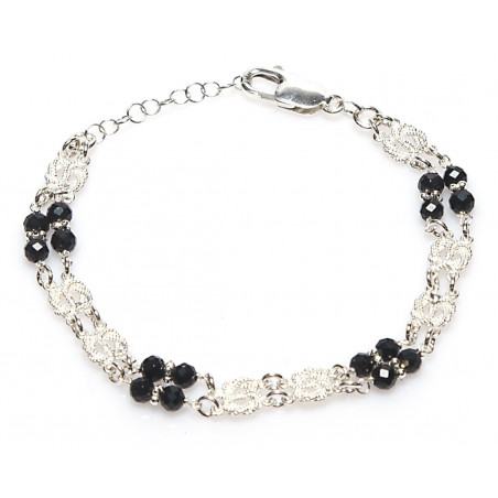 Mattenklopper armband ogri ai zilver | Surinaamse armband zwarte kralen