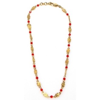 Mattenklopper ketting rode surinaamse kralen goud | Surinaamse ketting rode kralen
