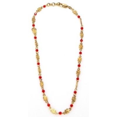 Mattenklopper ketting rode surinaamse kralen goud | Surinaamse ketting rode kralen