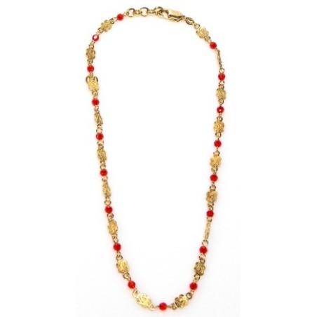 Mattenklopper ketting rode surinaamse kralen goud | Surinaamse ketting rode kralen