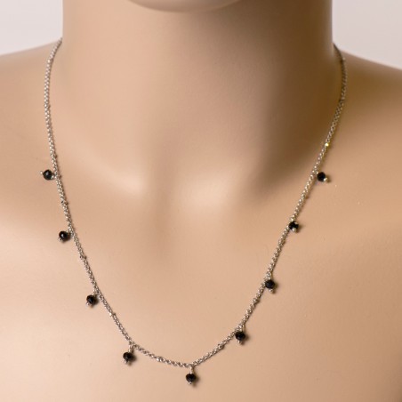 Surinaamse dames ketting zwarte kralen | Surinaamse ketting zilver