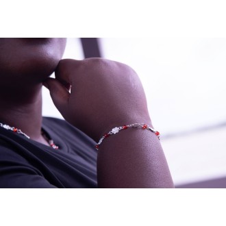 Mattenklopper armband met rode kralen | Surinaamse armband | Surinaamse kralen 2