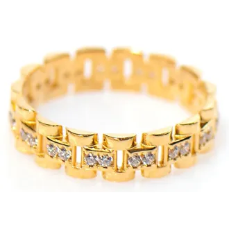 Rolex ring zirkonia | Rolex schakel ring | Gouden Rolex ring