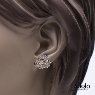 Mattenklopper oorbellen zilver met goud van Fokko Design 2