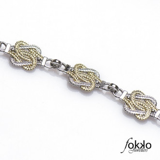 Zilveren met gouden mattenklopper ketting  | Fokko Design 2