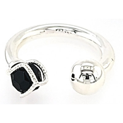 Zilveren Surinaamse ring ogri ai | Surinaamse ring zwarte steen