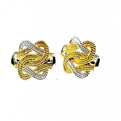 Mattenklopper oorbellen goud zilver | Bi-color mattenklopper oorbellen